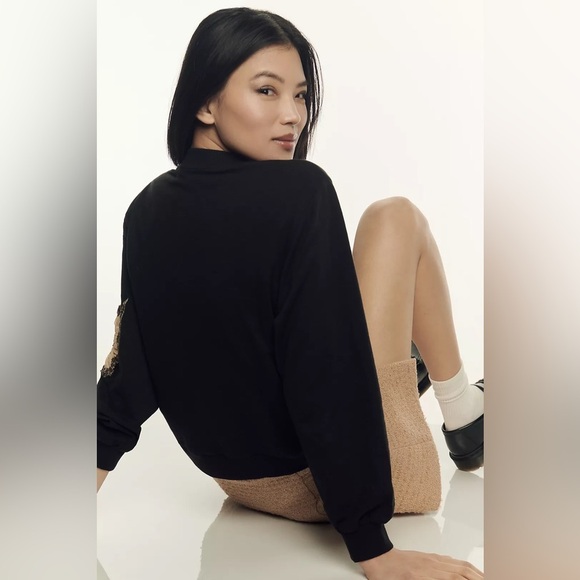 NWT! By Anthropologie Floral Appliqué Crew-Neck Sweater - Multiple 🏀 - Picture 2 of 7